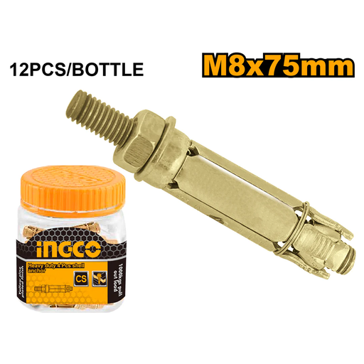 [HWHA0807521] INGCO Heavy duty 12 pcs shell anchor M8x75mm