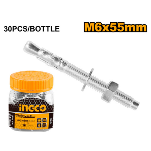 [HWWA0605511] INGCO Wedge anchor 30 pcs M6x55mm