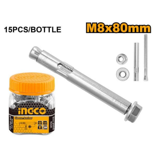 [HWWA0808011] INGCO Wedge anchor 15 pcs M8x80mm