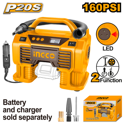 [CACLI2002] INGCO Lithium-ion auto Air Compressor 160 PSI / 11 Bar Integrated work light