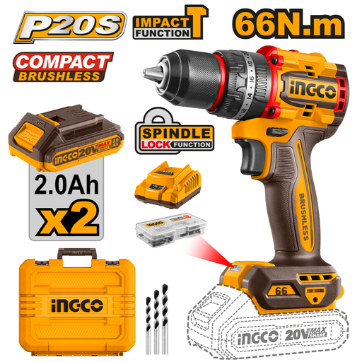 [CIDLI20668] INGCO Compact Brushless Cordless Impact Drill