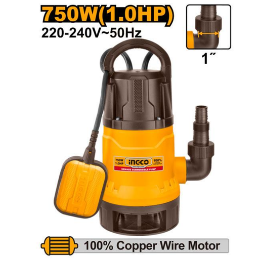 [SPD7508] INGCO Sewage Submersible Pump 750W (1.0HP) Max 8m