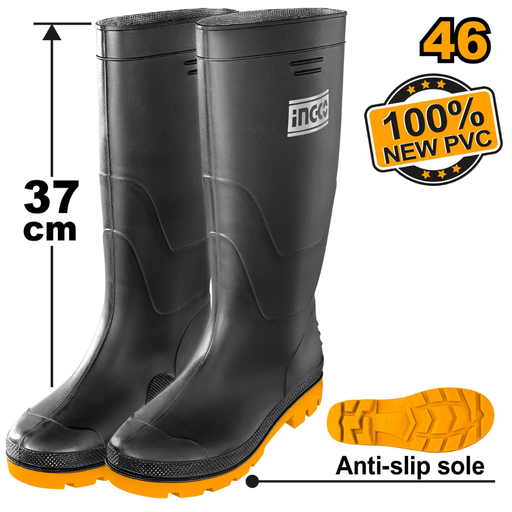 [SSH092LYB.46] INGCO Black Rain boots 46
