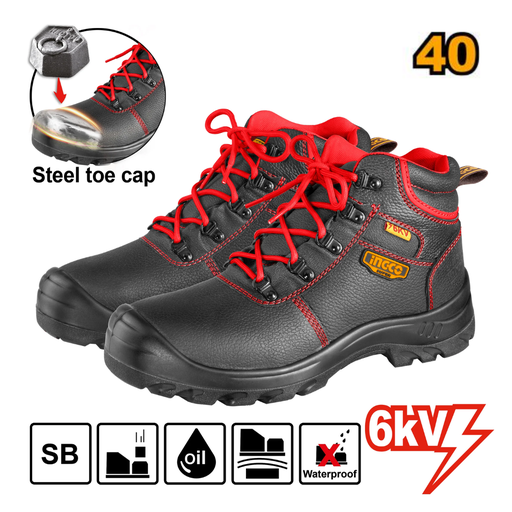 [SSH07IDSB.40] INGCO Red & Black Safety Shoes Size 40