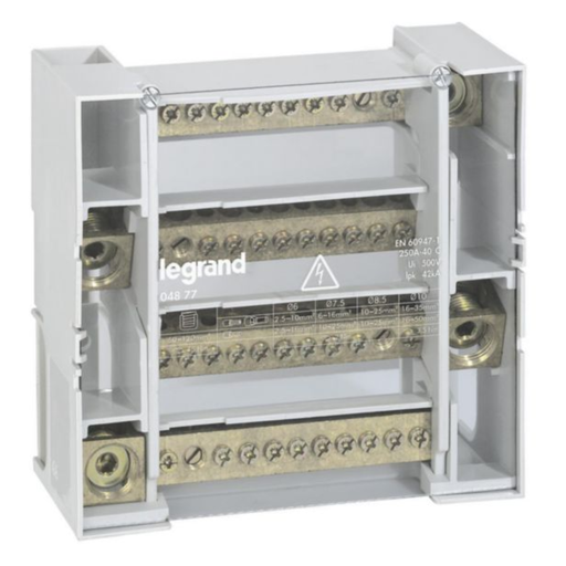 [004877] LEGRAND Modular monobloc four-pole terminal distributor - 250A - 12 connections per bar - 9 modules