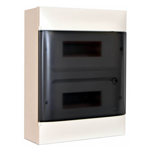 [135132] LEGRAND Practibox S surface-mounting DIN cabinet - 2 rows of 12 modules - smoked door - Earth terminal blocks
