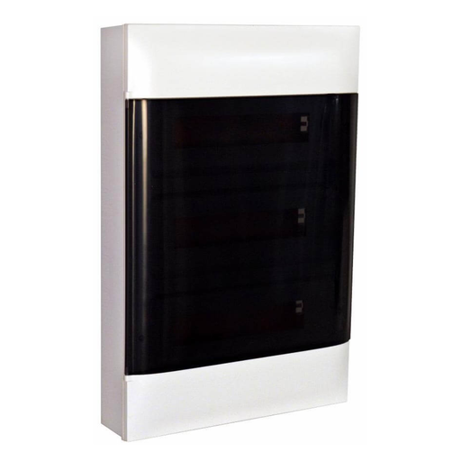[135133] LEGRAND Practibox S flush-mounting cabinet for masonry with earth terminal blocks – smoked door – 1 row with 12 modules per row