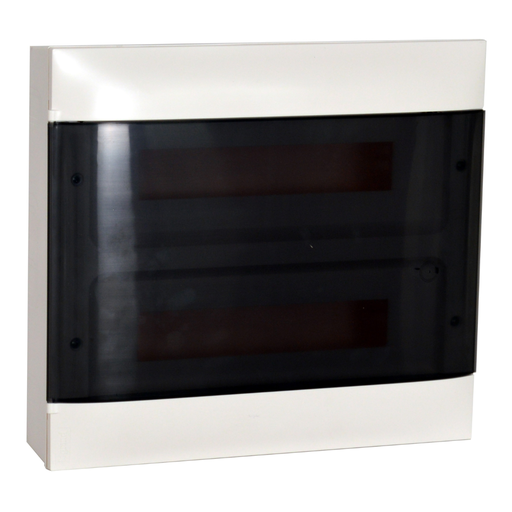 [137137] LEGRAND Practibox S surface-mounting DIN cabinet - 2 rows of 18 modules - smoked door - Earth terminal blocks