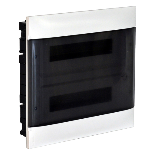 [135052] LEGRAND Practibox S flush-mounting DIN cabinet for masonry wall - 2 rows of 12 modules - smoked door