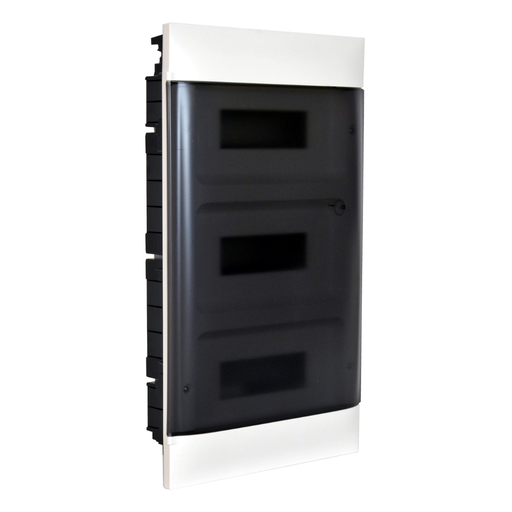 [135053] LEGRAND Practibox S flush-mounting DIN cabinet for masonry wall - 3 rows of 12 modules - smoked door