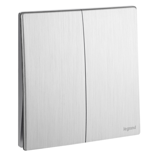 [281003ba] LEGRAND  Mallia sensees 2 gang 2 way switch 16AX - Brushed Alu