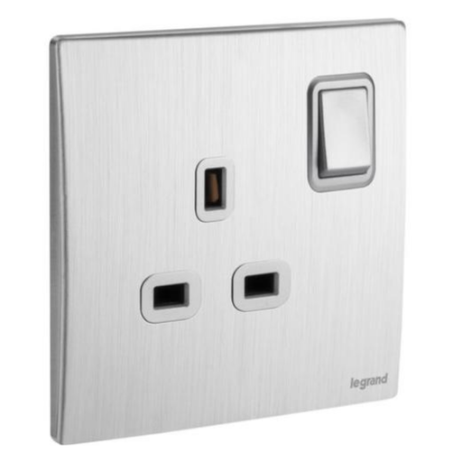 [281116ba] LEGRAND  Mallia sense switch socket 13a dp brushed alu