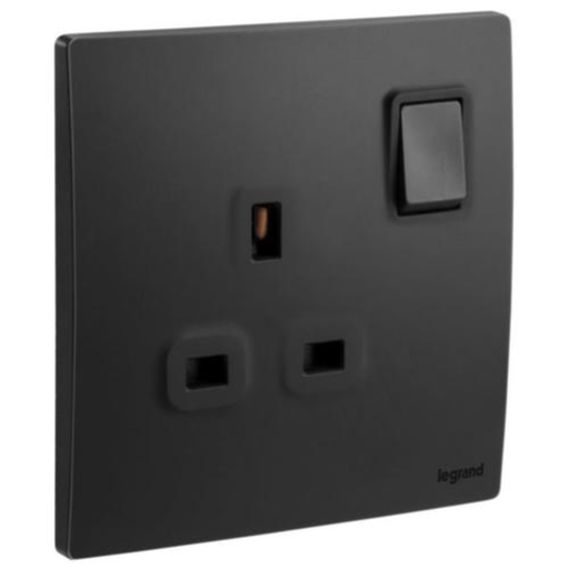 [281116mb] LEGRAND Mallia sense switch socket 13a dp matt black