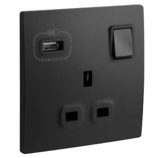 [281121mb] LEGRAND Mallia sense switch socket 3p 16a multistandard+ usb A and C matt black