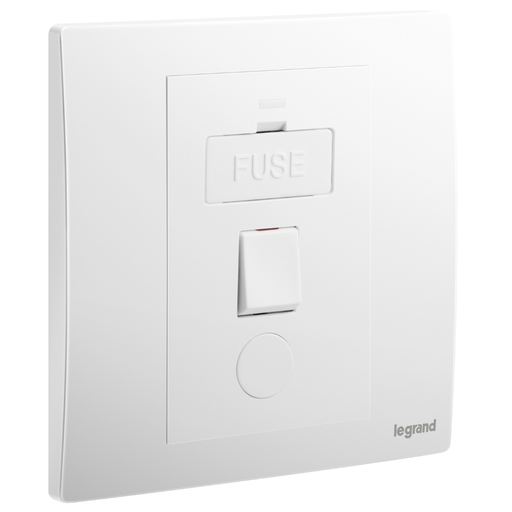 [281141mw] LEGRAND Mallia Senses spur unit 13a with switch with cord outlet matt white