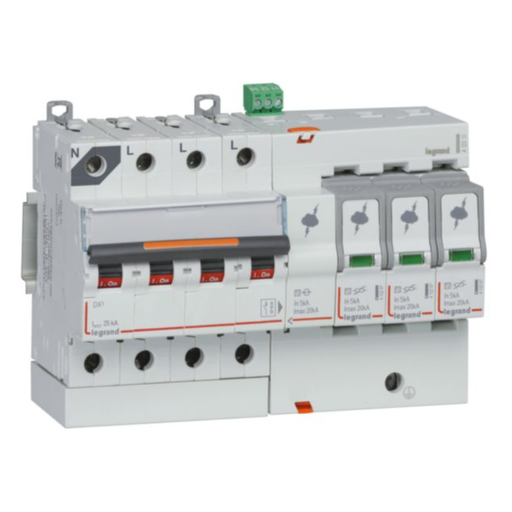 [412211]  LEGRAND Surge Protector 3p+n 20ka T2 Regime TT TNS 8mod