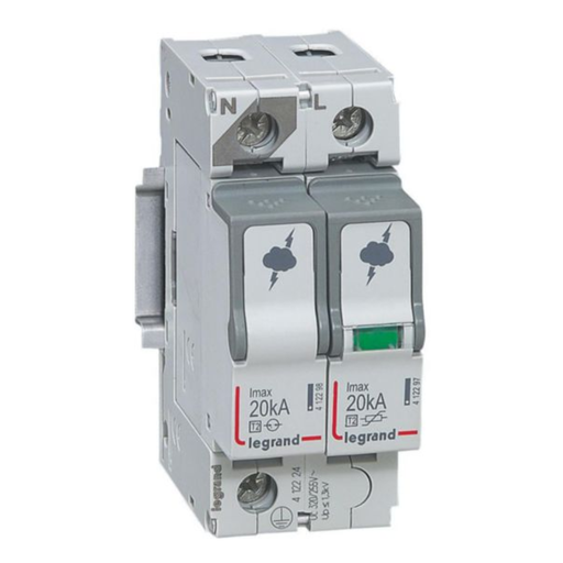 [412224]  LEGRAND Surge Protector 1p+n 20ka T2 2mod