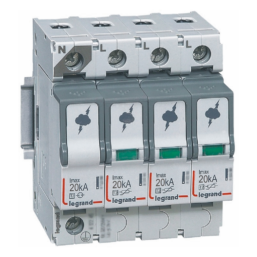 [412225]  LEGRAND Surge Protector 3p+n 20ka T2 4mod