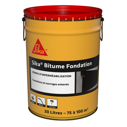 SIKA Bitume Fondation 30L Enduit bitumineux d'imperméabilisation des fondations
