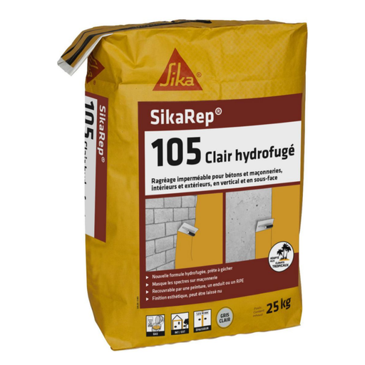 SIKA SikaRep 105 Hydrofugé Mortier fin pour ragréage intérieur et extérieur (light grey)