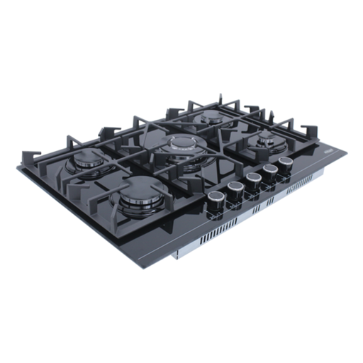 [75GT Black] PACIFIC Stainless Steel Finish Built-In Gas Hob 4 Burner + 1 Wok Burner Black