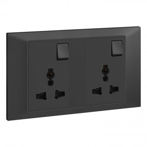 [617769] LEGRAND Belanko™ S Anthracite Switch Socket Double 13a Multistandard