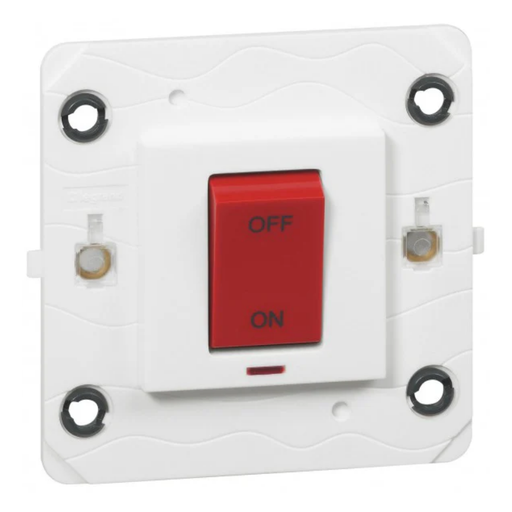 [572087] LEGRAND Arteor™ White Double Pole Switch 45A With Neon 1g