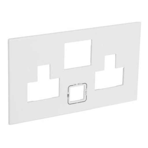 [575170] LEGRAND Arteor™ White Faceplate Switch Socket 13a 6x3 + USB