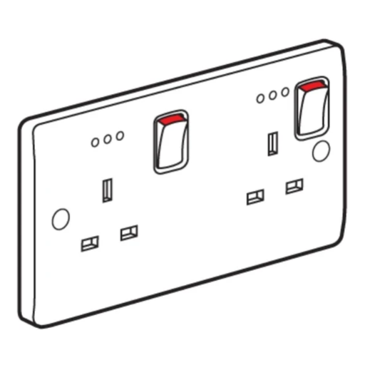 [730071] LEGRAND Synergy™ Double pole socket outlet - 2 gang + indicator - 13 A 250 V~ - White