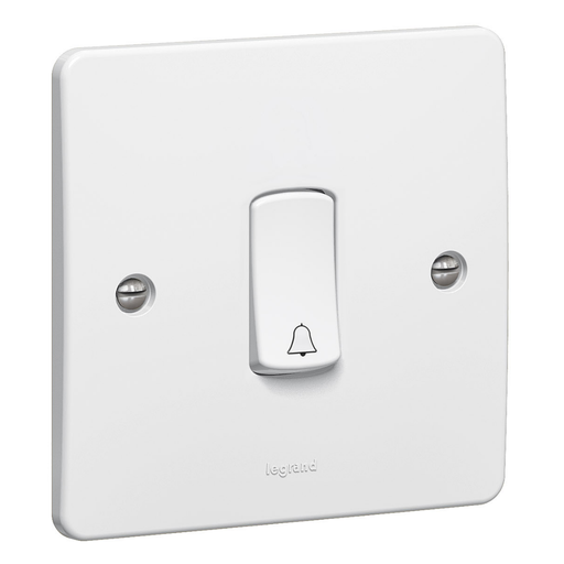 [730107] LEGRAND Synergy™ Single pole push switch with bell symbol 10 AX - 1 gang - 2 way - White